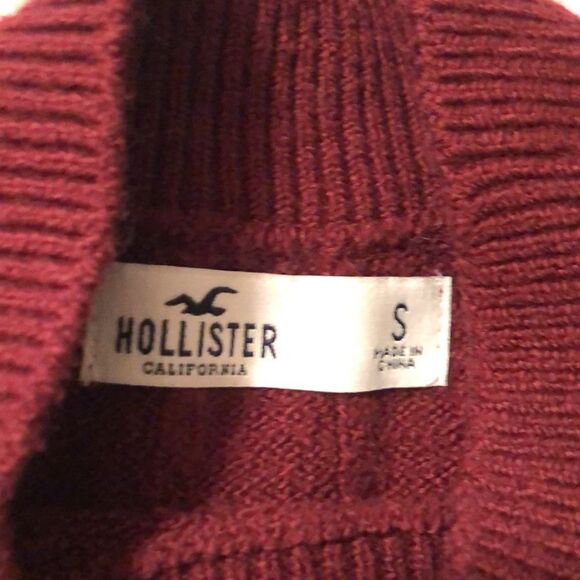 Hollister S Burgundy Knit Balloon Sleeve Mock Sweater - Picture 10 of 10